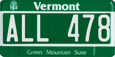 VT license plate ALL478