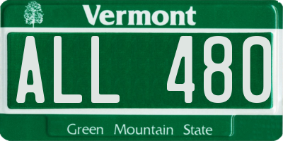 VT license plate ALL480