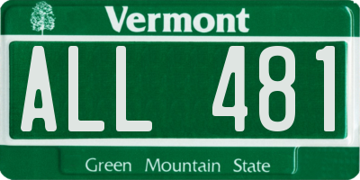 VT license plate ALL481