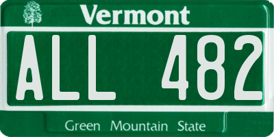 VT license plate ALL482