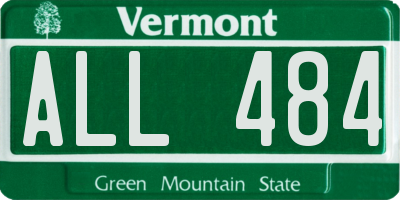VT license plate ALL484