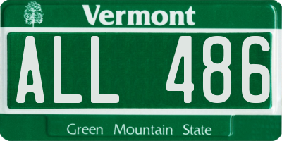 VT license plate ALL486