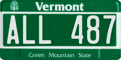 VT license plate ALL487