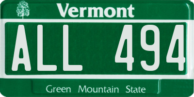 VT license plate ALL494