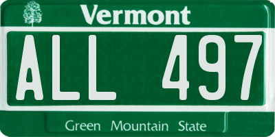 VT license plate ALL497