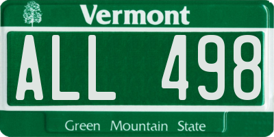 VT license plate ALL498