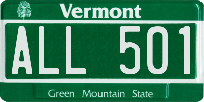 VT license plate ALL501