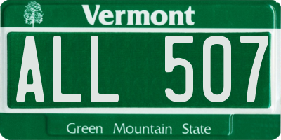 VT license plate ALL507