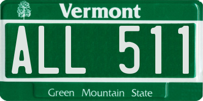 VT license plate ALL511