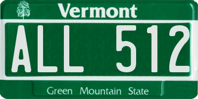 VT license plate ALL512