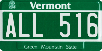 VT license plate ALL516
