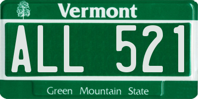 VT license plate ALL521
