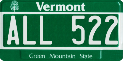 VT license plate ALL522