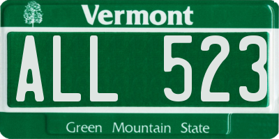 VT license plate ALL523