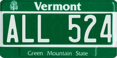 VT license plate ALL524
