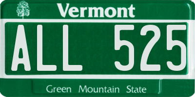 VT license plate ALL525