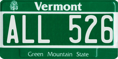 VT license plate ALL526