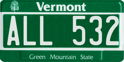 VT license plate ALL532