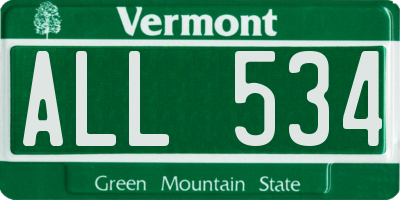 VT license plate ALL534