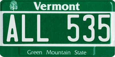 VT license plate ALL535