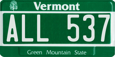 VT license plate ALL537