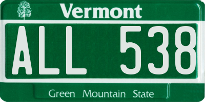 VT license plate ALL538