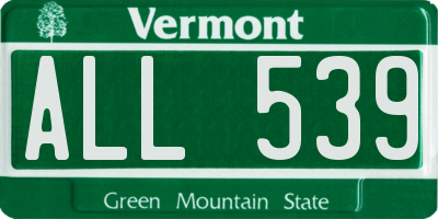 VT license plate ALL539