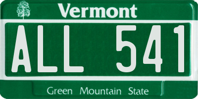 VT license plate ALL541