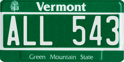VT license plate ALL543
