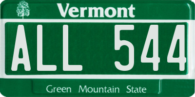 VT license plate ALL544