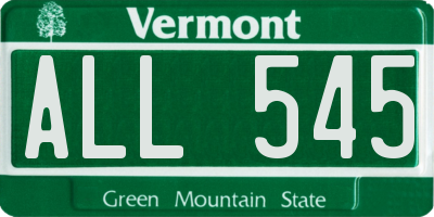VT license plate ALL545