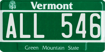 VT license plate ALL546