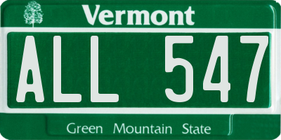 VT license plate ALL547