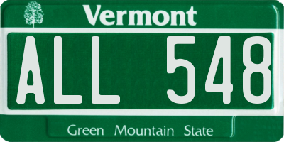 VT license plate ALL548