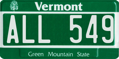 VT license plate ALL549