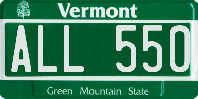 VT license plate ALL550