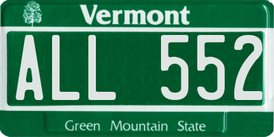 VT license plate ALL552