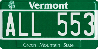 VT license plate ALL553