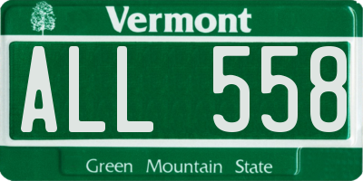 VT license plate ALL558