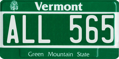 VT license plate ALL565