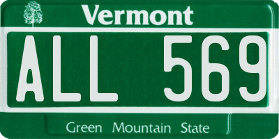 VT license plate ALL569