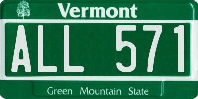 VT license plate ALL571