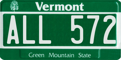 VT license plate ALL572