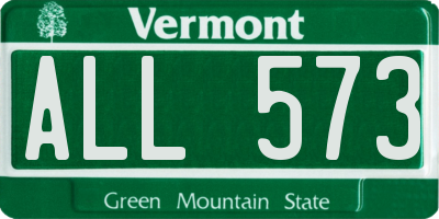 VT license plate ALL573