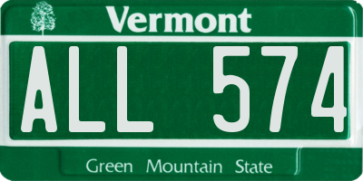 VT license plate ALL574