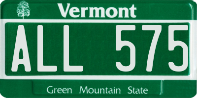 VT license plate ALL575