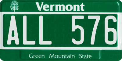 VT license plate ALL576