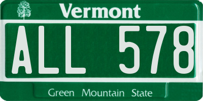VT license plate ALL578