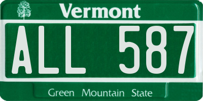 VT license plate ALL587