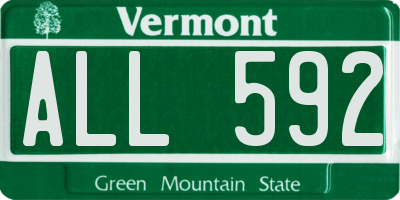 VT license plate ALL592